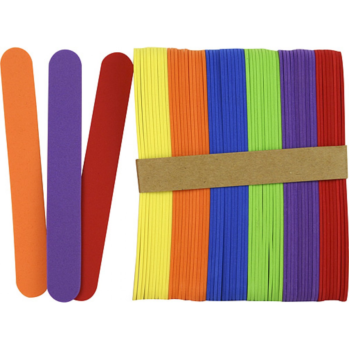WonderFoam Jumbo Craft Sticks, Assorted Colors, 6 x 3/4, 100