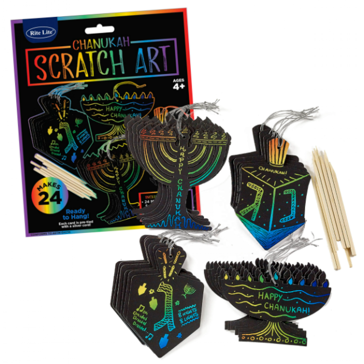 Chanukah Scratch Art Paper Kit – 24 Cards - The Craft Shop, Inc.