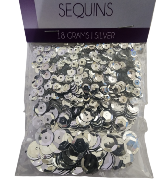 Silver Sequins Assorted Size 5,8,10mm 