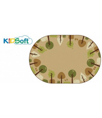 KIDSoft Tranquil Trees - Tan, NATURE, TAN, 4ft x 6ft Oval