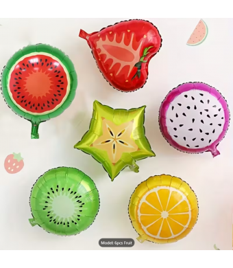 Tropical Fruit Foil Balloons-6 Pack 18"
