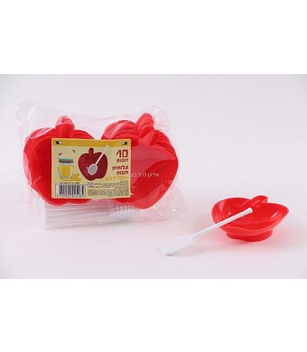 10 Red Apple Saucers + 10 White Honey Sticks