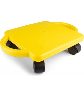 Champion Sports Standard Scooter Board with Handles, Assorted Colors (Yellow or Blue), 12 Inches