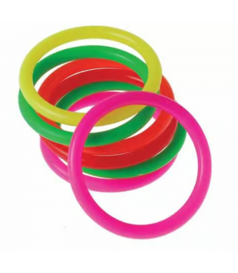 Small Neon Carnival Game Rings, 12/Pk – perfect for ring toss games, party activities, classroom fun, and carnival-style challenges