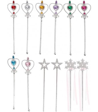 Magical Princess Wands, 12 Pack – Assorted Styles for Kids Crafts, Dress-Up, and Party Fun