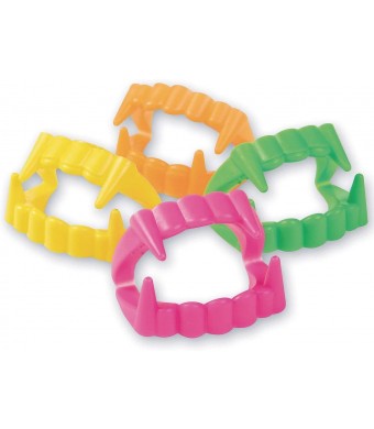 Neon Vampire Teeth Value Pack, 144/Pk – Pink, Blue, Green & Orange – Party Favors, Halloween, Classroom Giveaways