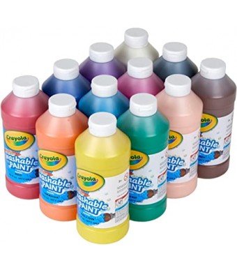 Crayola Washable Paint – 16 oz – Non-Toxic, Easy-Clean, Vibrant Colors – For Kids, Classrooms, Daycare & Arts & Crafts