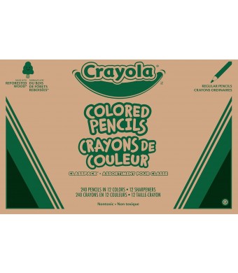 Crayola Colored Pencil Classpack Set – 240 Count, 3.3 mm Cores, 12 Assorted Colors, Bulk Classroom Pack – Bulk Art Supply Kit for Schools & Daycares