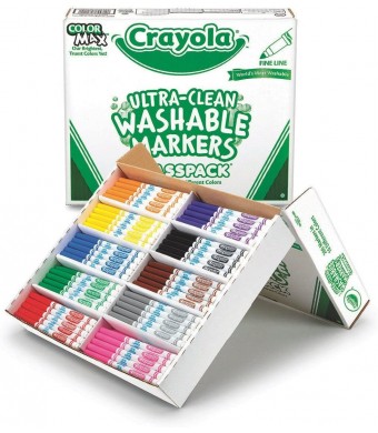 Crayola Thin Line Markers Classpack – 200 Count, 10 Classic Colors | Fine Tip Washable Markers for Kids, Classrooms, Daycare & Camps