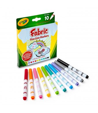 Crayola 10-Pack Fabric Markers – Vibrant Colors for Kids’ Crafts, Schools, Daycares & Camps