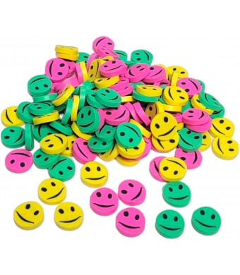 Smiley Face Erasers, 72/Pk – Fun Mini Erasers for Kids, Party Favors, School Supplies, Crafts