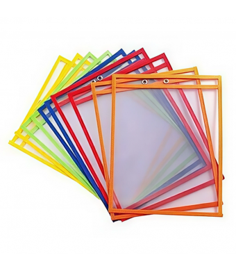 Reusable Dry Erase Pockets, 9″ × 12", 10‑Pack – Write & Wipe Sleeves for Recycled Worksheets