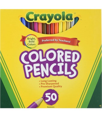 Crayola Colored Pencils – 50‑Count Full-Length Pre‑Sharpened Assorted Colors, Non‑Toxic & Durable for School, Daycare, Camps & Crafts