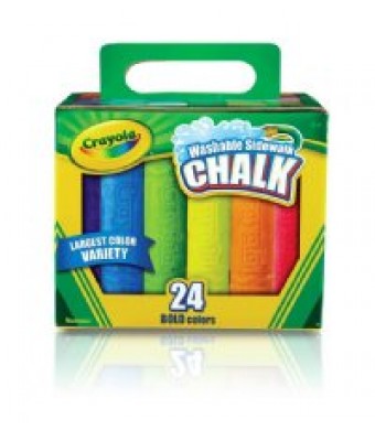 Crayola Washable Sidewalk Chalk Bucket – 24‑Count Assorted Bright Colors, Anti‑Roll Sticks, Non‑Toxic Outdoor Art Supplies