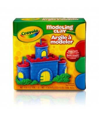 Crayola Modeling Clay 1 lb (Model 57‑0300) – 4 Classic Colors (Red, Yellow, Blue, Green), Non‑Drying & Reusable for School, Daycare, Camps & Arts Projects