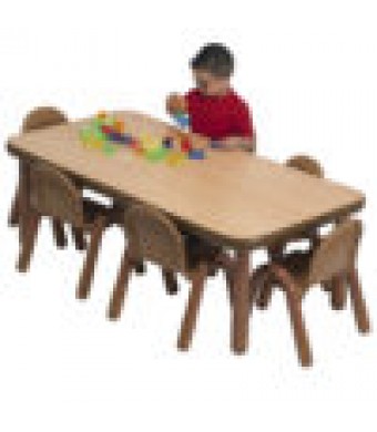 BASELINE® Preschool 60" x 30" Rectangular Table & Chair Set - Natural Wood