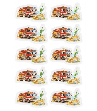 Animated Fire Truck Stickers with Flames – Fire Engine Craft Stickers for Kids, Classroom Activities & Transportation Theme Projects