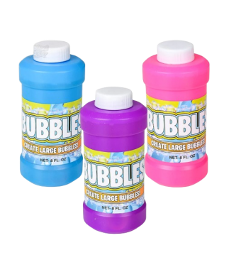 No Stain Non‑Toxic Bubble Liquid – 8 oz Bottles,12/Pk – Safe & Fun for Kids Activities
