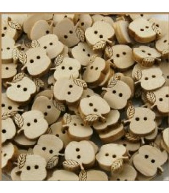 Wood Small Apple Button