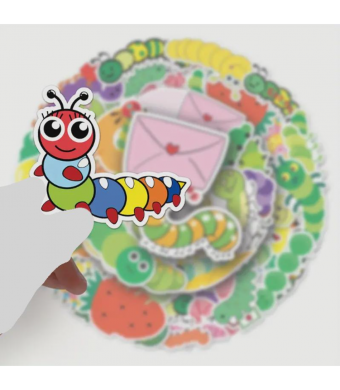 Caterpillar Stickers for Kids – 50 Pack Colorful Bug Stickers for Classroom Rewards, Crafts & DIY Projects