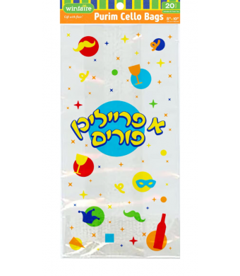 Cello Purim Gift Bags 5" x 10" – Clear Treat Bags for Mishloach Manot, Candy & Holiday Crafts (20 Pack)