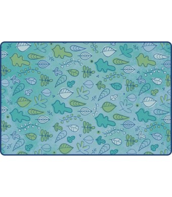 KIDSoft Falling Leaves - Blue, TRANQUIL, BLUE, 6ft x 9ft Rectangle