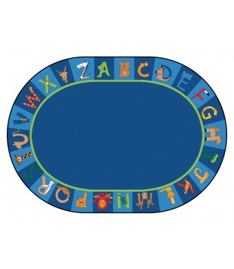 A to Z Animals, PRIMARY, BLUE, 6ft 9in x 9ft 5in Oval