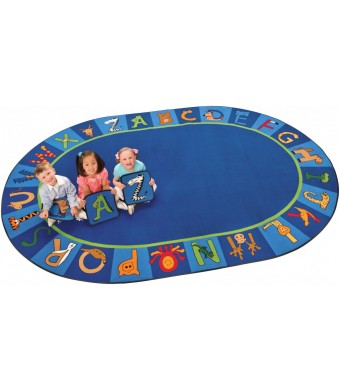 A to Z Animals, PRIMARY, BLUE, 8ft 3in x 11ft 8in Oval