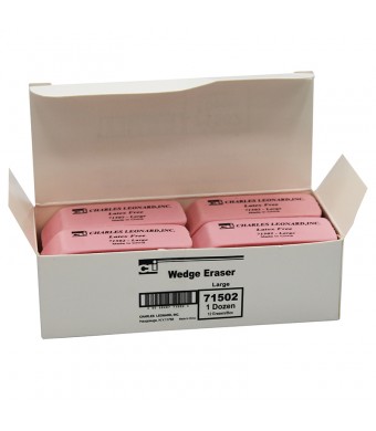 Pink Erasers, Pack of 12 – Synthetic Latex-Free Wedge Shape for School, Office & Art Use