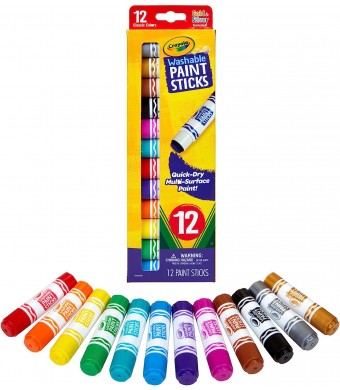 Crayola Quick Dry Paint Sticks – 12 Count, Multicolor | Washable, Mess-Free Paint for Kids, Classrooms, Camps & Daycare