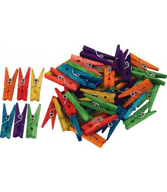 Vibrant Mini 1" Colored Wood Spring Clothes Pins - 40-Pack