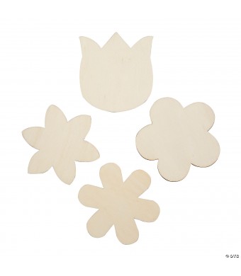 DIY Unfinished Wood Flowers with Magnets  24 PK,