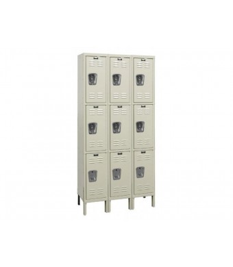 (Classroom)3-Tier Locker-3 Wide 12"Wx24"Hx15"D Openings Unassembled - Tan