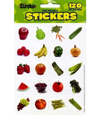 Fruit & Vegetable 1"  Square Stickers 