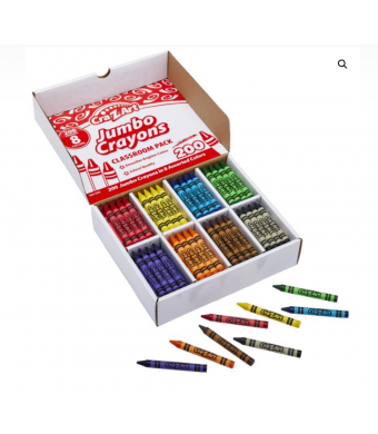 Crazy Art-Jumbo Crayon Classroom Pack 8 Color 200 Count box (Sargent S7136-200)