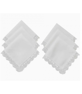 Exquisite Solid White Lace Trim Handkerchiefs