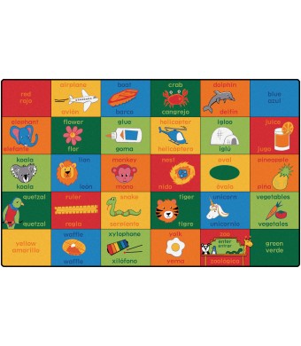 Bilingual Alphabet Blocks Rug Oval