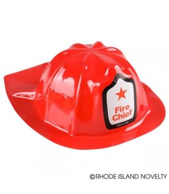 Red Fire Chief Hats, 12/Pk – Child-Size Plastic Helmets for Parties, Costumes & Imaginative Play