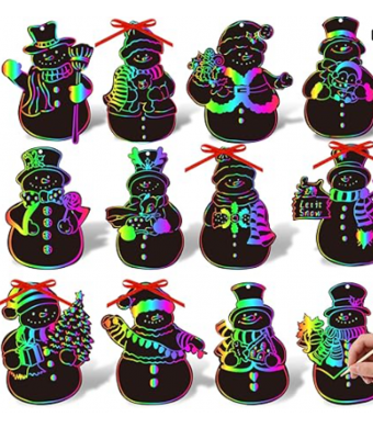 Winter Snowman Scratch Art