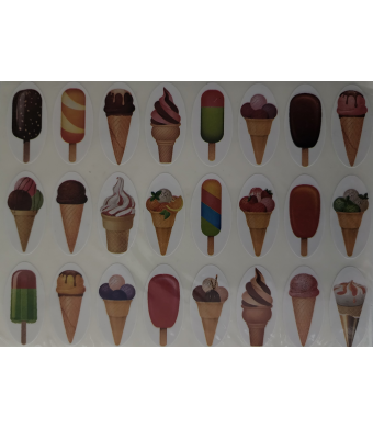 ICE CREAM STICKERS 10 Sheet 1 1/2" X 3/4"