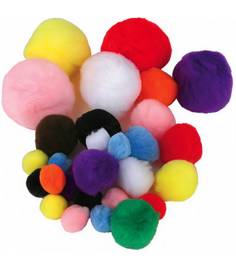 Pom Poms, Assorted Sizes, 300/Pk – Multicolor Craft Puff Balls