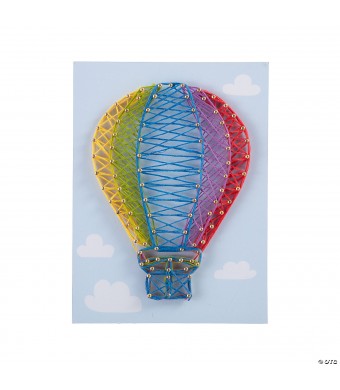 DIY Hot Air Balloon String Art Craft, WOOD, 6" X 8"