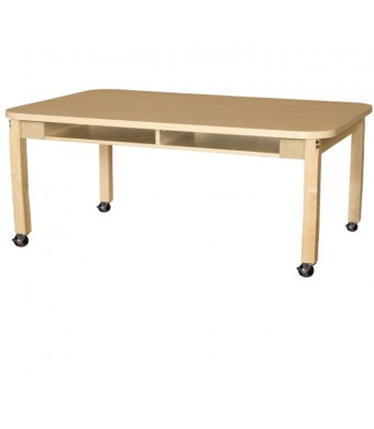 Mobile 36" x 60" Four Seater High Pressure Laminate Desk with Hardwood Legs- 20" 