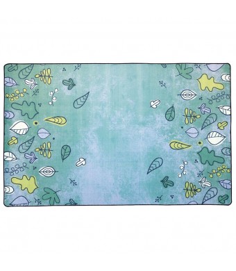KIDSoft Falling Leaves Border - Blue, TRANQUIL, BLUE, 7ft 6in x 12ft Rectangle