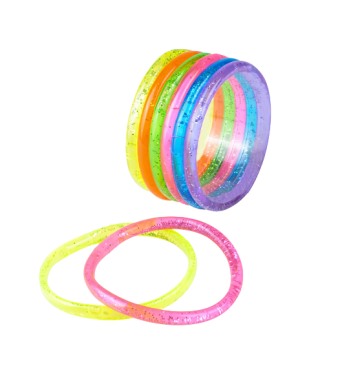 Glitter Bracelets, 12/Pk – Assorted Sparkly Bracelets for Kids, Party Favors & Dress-Up 