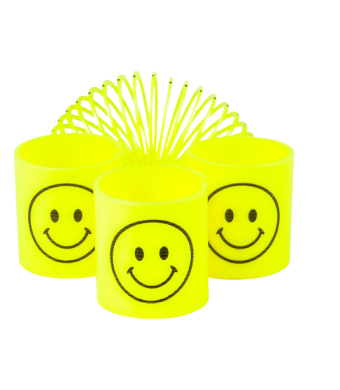 Smiley Plastic Coil Springs, 1.4″, 12/Pk – Perfect for arts & crafts, classroom rewards, camps, and party favors—bright and fun for kids! | Kids Craft & Party Supplies