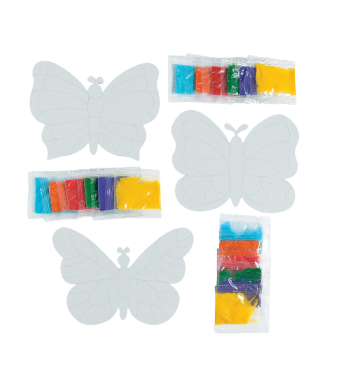 DIY Mosaic Butterfly Sand Art Kit for Kids – 6" x 4" Craft Boards, 12 Pack Classroom Craft Activity