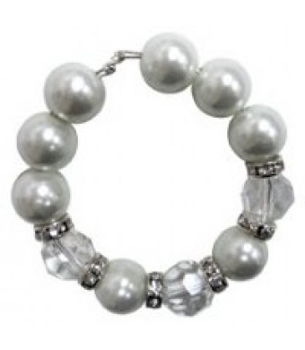 White & Crystal Pearl Napkin Ring (Style B) - 4/pk