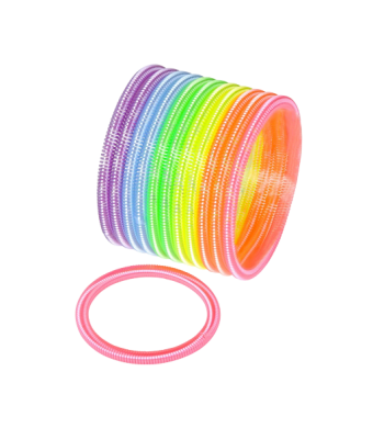 Spring Coil Bracelets, 4", 12/Pk - In vibrant purple, blue, green, orange, yellow & pink are made for ages 6+