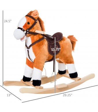 Plush Ride-On Rocking Horse with Realistic Neighing Sounds – Soft Indoor Rocker Toy for Toddlers & Kids (Ages 3+)
